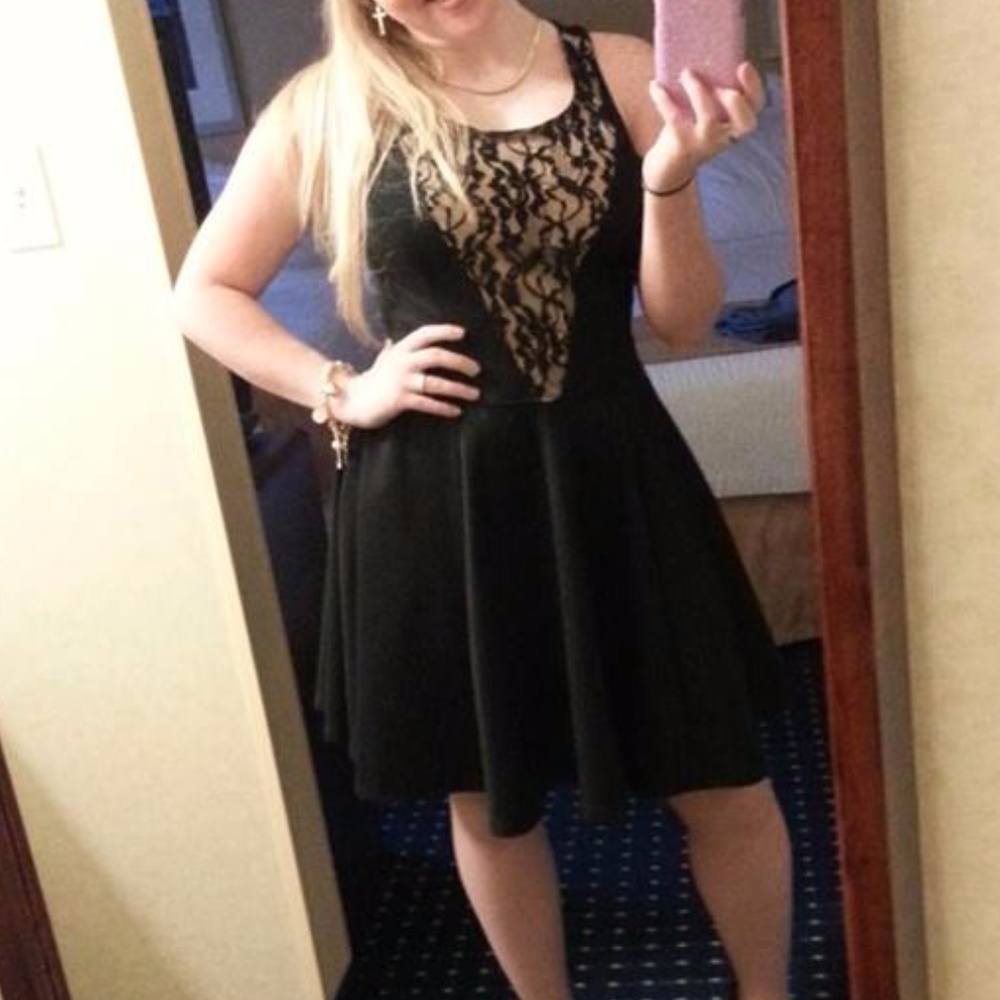 Black dress with lace accents